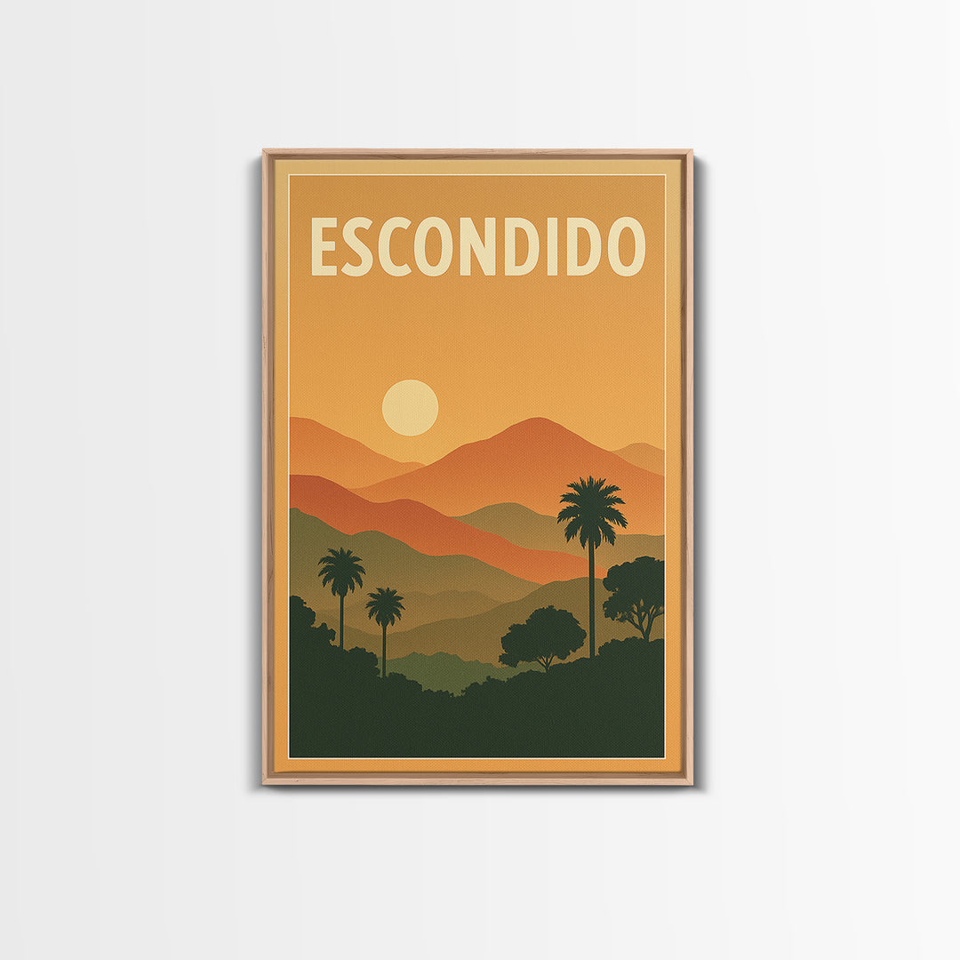 Escondido Travel Poster, Canvas Print, Classic Travel Poster Art, Escondido City Art, Vintage City Poster, Travel Wall Art, Travel Gift