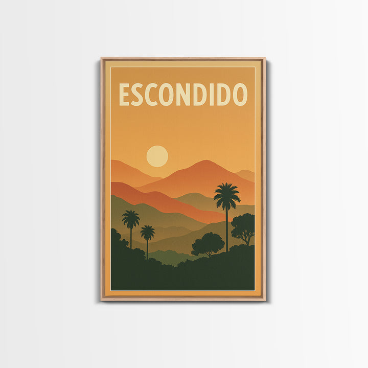Escondido Travel Poster, Canvas Print, Classic Travel Poster Art, Escondido City Art, Vintage City Poster, Travel Wall Art, Travel Gift