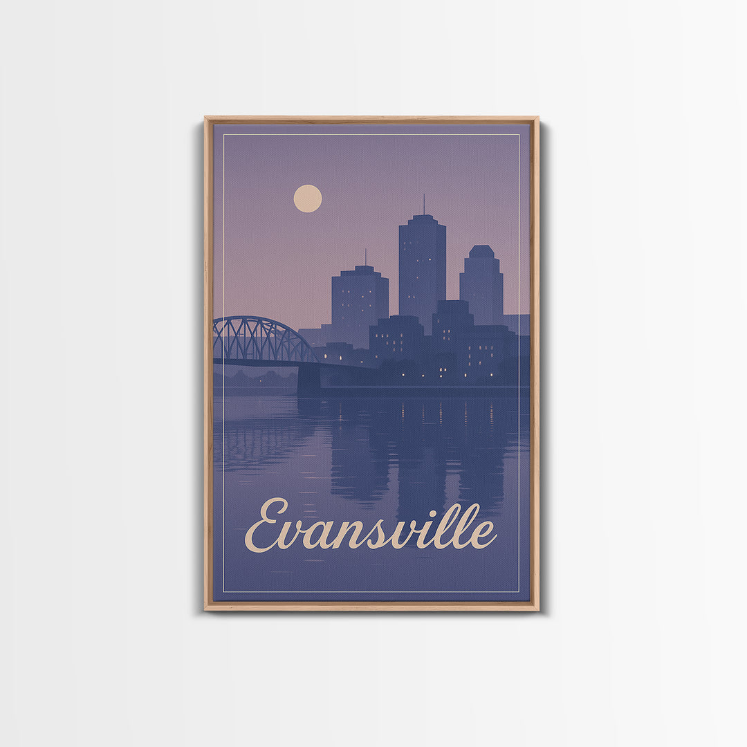 Evansville Travel Poster, Framed Canvas Print, Vintage Travel Poster Art, Evansville City Art, Vintage City Art, City Art Print