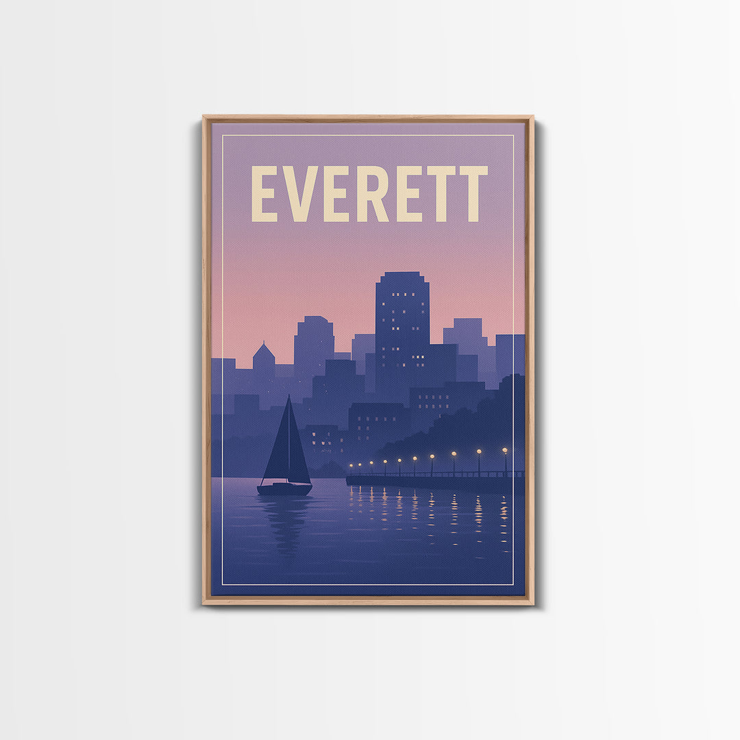 Everett Washington Travel Poster, Canvas Print, Vintage Poster Art, Everett Travel Art, Travel Poster Set, Vintage City Art, Travel Wall Art