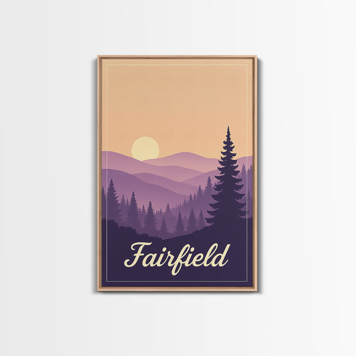 Fairfield California Travel Poster, Canvas Print, Mid Century City Wall Art, Fairfield Travel Art, Home Office Decor, Travel Wall Decor