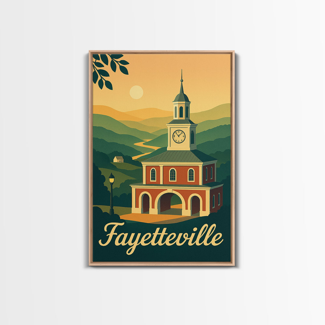 Fayetteville North Carolina Travel Poster, Canvas Print, Mid Century City Wall Art, Fayetteville Poster Print, City Illustration, Art Print