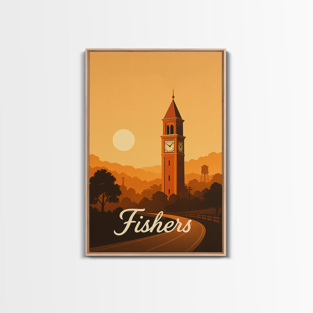 Fishers Indiana Travel Poster, Canvas Print, Classic Travel Poster Art, Fishers Wall Art, Fine Art Print, Wall Art, Eclectic Wall Decor