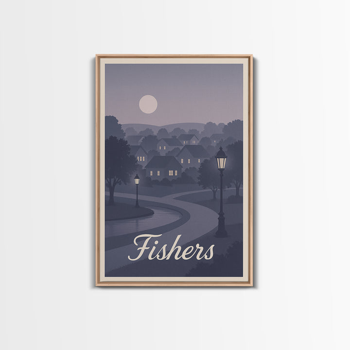 Fishers Travel Poster, Canvas Print, Retro Sunset Skyline Art, Fishers Art Print, Travel Poster Art, Retro Travel Print, Gift For Travelers