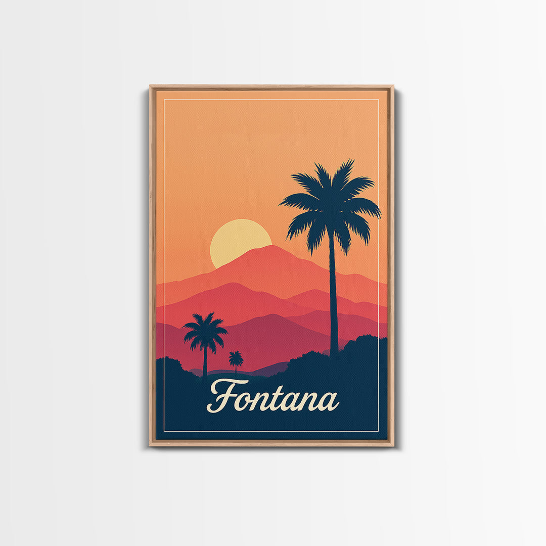 Fontana California Travel Poster, Canvas Print, Mid Century City Wall Art, Fontana City Art, Poster Art, Vintage City Art