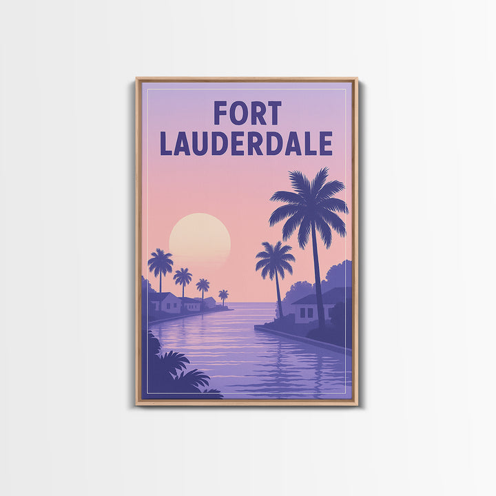 Fort Lauderdale Florida Travel Poster, Canvas Print, Mid Century City Wall Art, Fort Lauderdale Wall Art, Wanderlust Decor, Wall Art