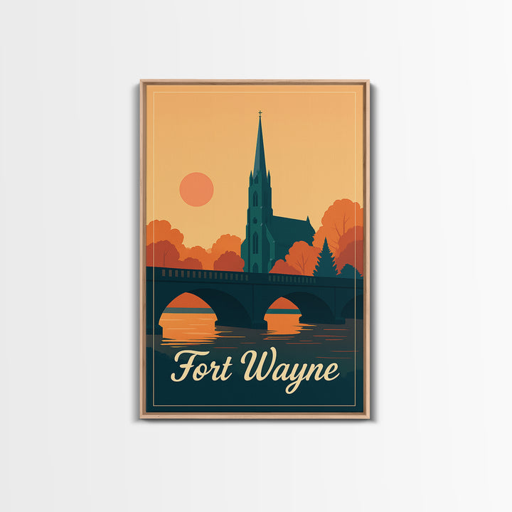 Fort Wayne Indiana Travel Poster, Canvas Print, Classic Travel Poster Art, Fort Wayne Poster Print, Travel Wall Decor, City Travel Prints