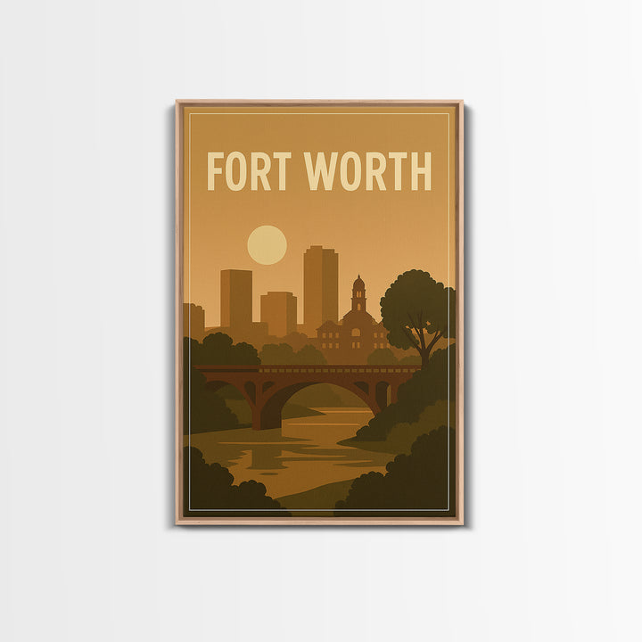Fort Worth Texas Travel Poster, Canvas Print, Mid Century City Wall Art, Fort Worth Poster Print, Fine Art Print, Modern Wall Decor