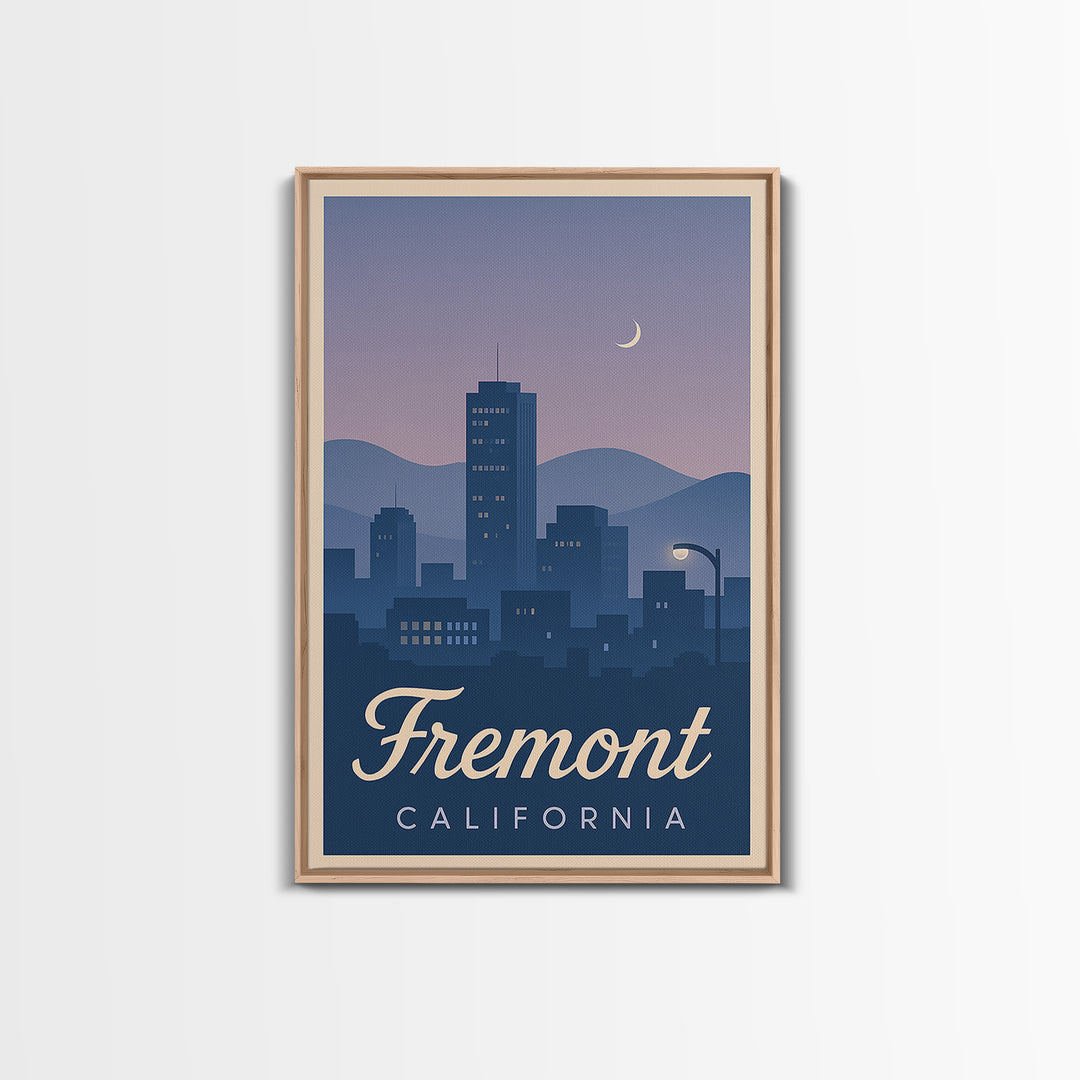 Fremont Travel Poster, Canvas Print, Retro Sunset Skyline Art, Fremont Poster Print, Mid Century Wall Art, Fine Art Print, Travel Wall Art