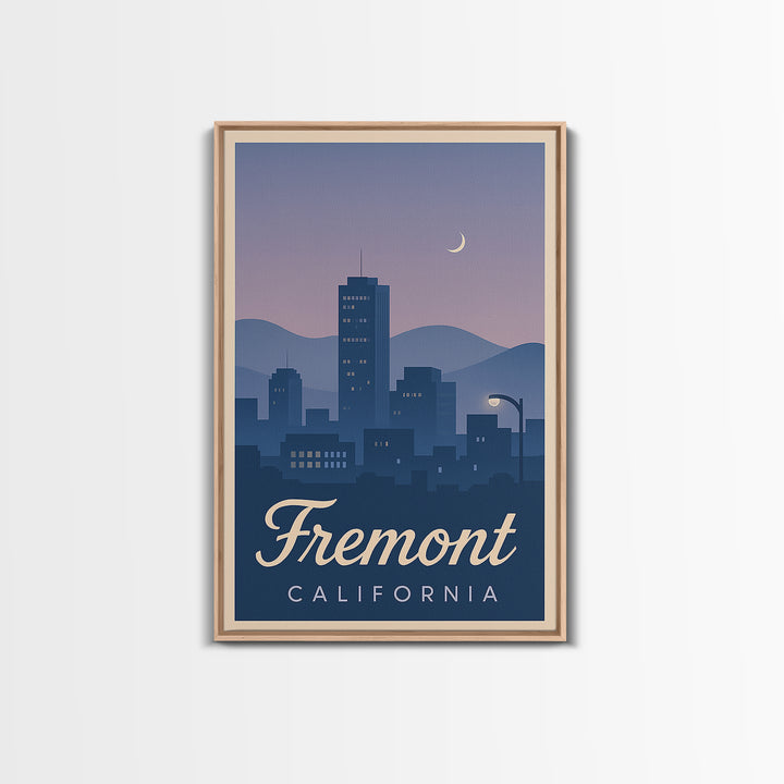 Fremont Travel Poster, Canvas Print, Retro Sunset Skyline Art, Fremont Poster Print, Mid Century Wall Art, Fine Art Print, Travel Wall Art