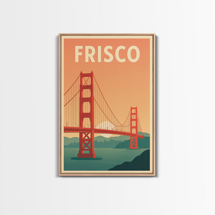 Frisco Travel Poster, Canvas Print, Mid Century City Wall Art, Frisco Art Print, Retro Travel Print, Home Office Decor, Travel Wall Decor