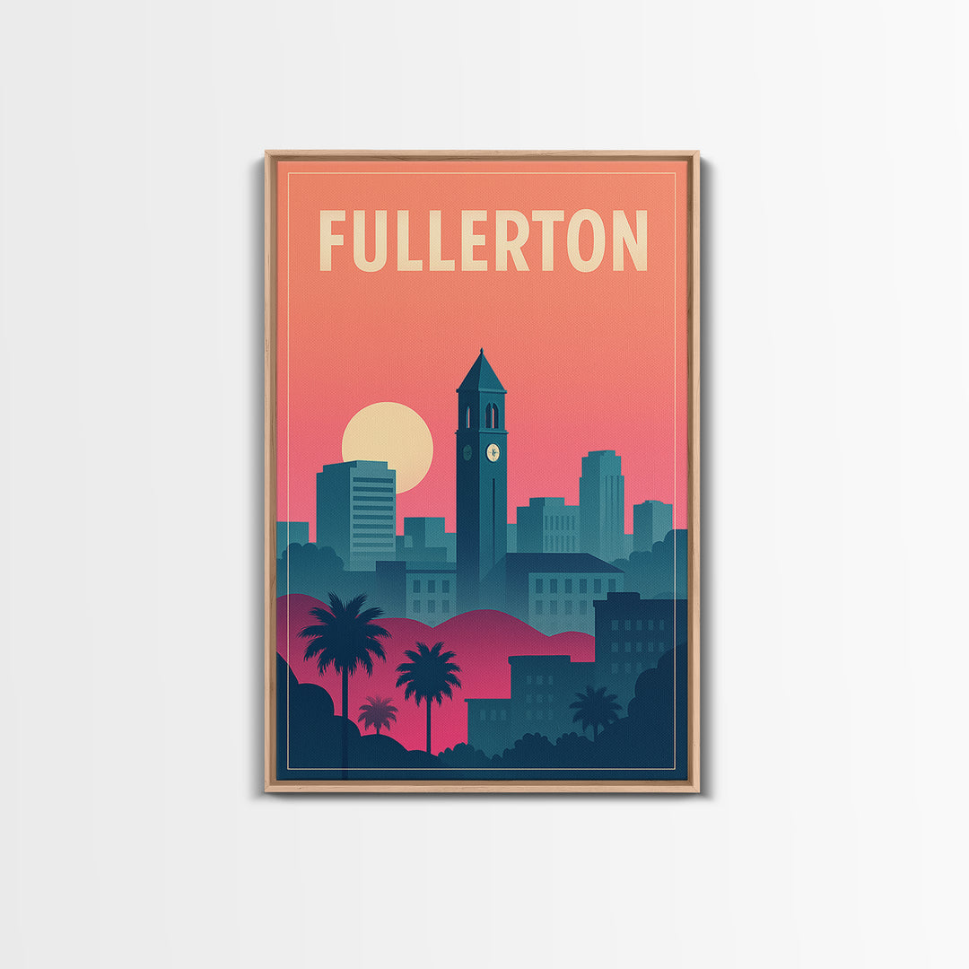 Fullerton Travel Poster, Canvas Print, Mid Century City Wall Art, Fullerton Wall Art, City Travel Prints, Mid Century Wall Art