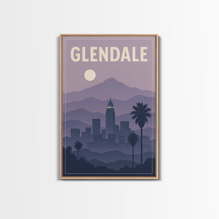 Glendale Travel Poster, Framed Canvas Print, Vintage Travel Poster Art, Glendale Wall Art, Travel Poster Set, Travel Art Print