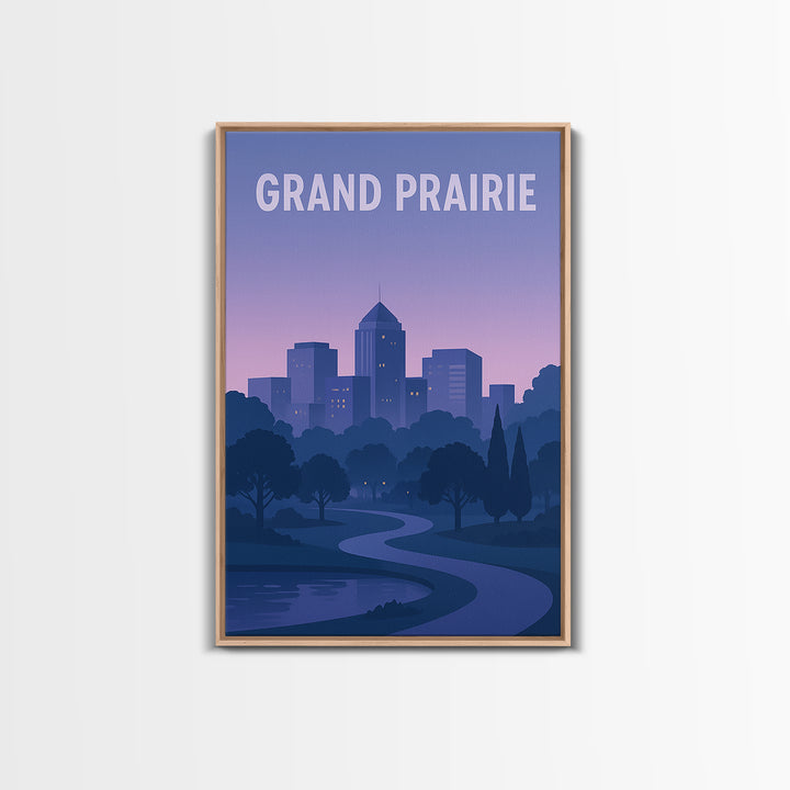 Grand Prairie Texas Travel Poster, Canvas Print, Mid Century City Wall Art, Grand Prairie Poster Print, Travel Poster Set, Modern Wall Decor