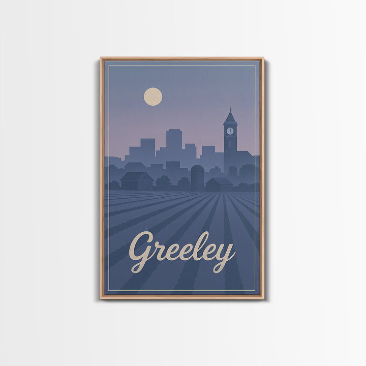 Greeley Travel Poster, Framed Canvas Print, Classic Travel Poster Art, Greeley Art Print, Retro Travel Print, Vintage City Art
