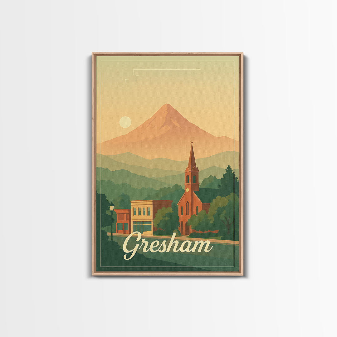 Gresham Oregon Travel Poster, Canvas Print, Classic Poster Art, Gresham Wall Art, Office Decor, City Travel Prints, Retro Travel Print