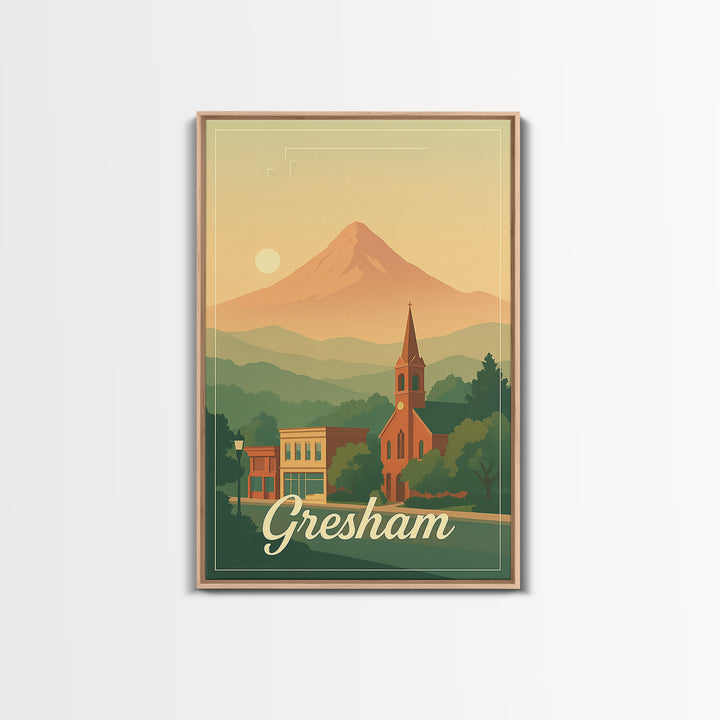 Gresham Oregon Travel Poster, Canvas Print, Classic Poster Art, Gresham Wall Art, Office Decor, City Travel Prints, Retro Travel Print