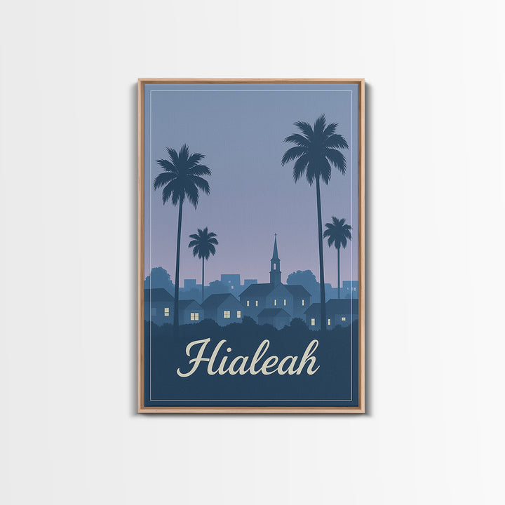 Hialeah Travel Poster, Framed Canvas Print, Mid Century City Wall Art, Hialeah Poster Print, Vintage Travel Print, Travel Poster Art