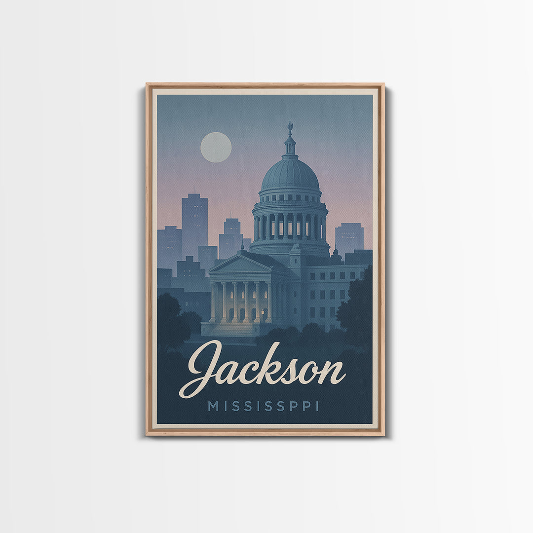 Jackson Travel Poster, Canvas Print, Mid Century City Wall Art, Jackson Wall Art, Travel Wall Art, Gift For Travelers, Travel Art Print