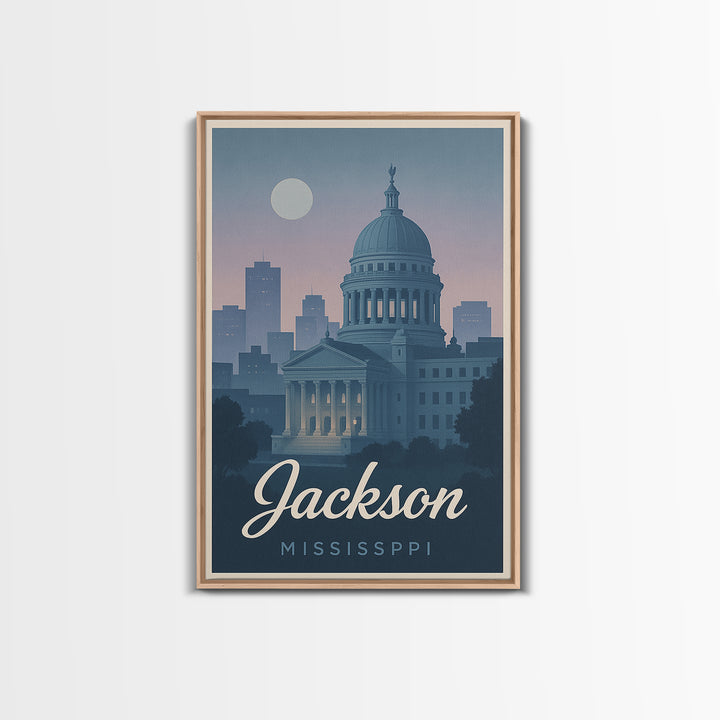 Jackson Travel Poster, Canvas Print, Mid Century City Wall Art, Jackson Wall Art, Travel Wall Art, Gift For Travelers, Travel Art Print