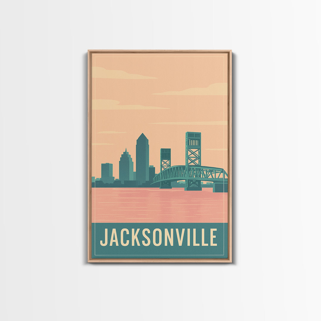 Jacksonville Travel Poster, Canvas Print, Classic Travel Poster Art, Jacksonville Wall Art, Fine Art Print, Home Office Decor, Design 2