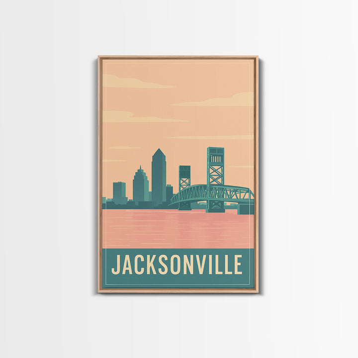 Jacksonville Travel Poster, Canvas Print, Classic Travel Poster Art, Jacksonville Wall Art, Fine Art Print, Home Office Decor, Design 2