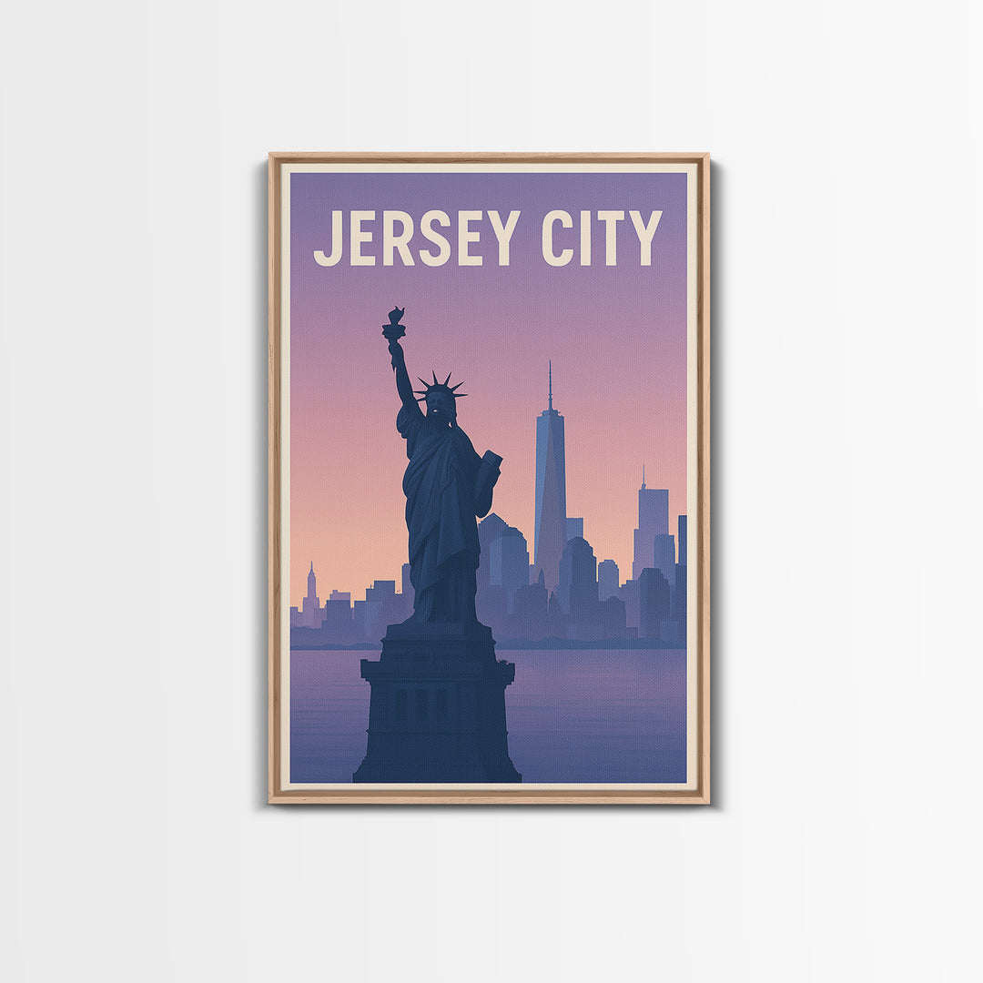Jersey City New Jersey Travel Poster, Canvas Print, Mid Century City Wall Art, Jersey City Poster Print, Travel Art, City Travel Prints