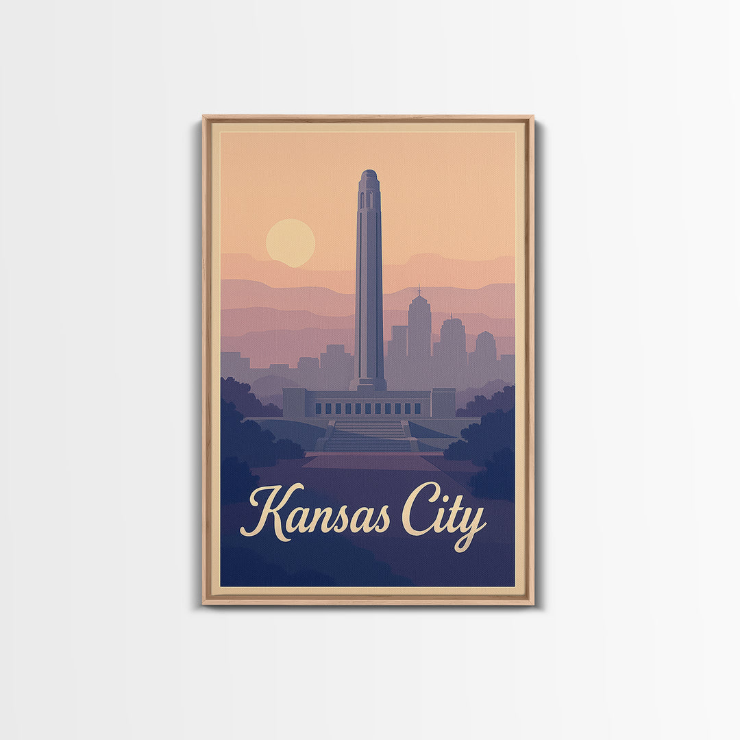 Kansas City Travel Poster, Canvas Print, Vintage Travel Poster Art, Kansas City Art Print, Travel Wall Art, Vintage City Art, Wall Art