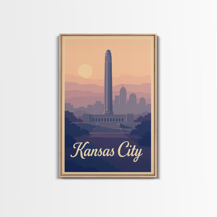 Kansas City Travel Poster, Canvas Print, Vintage Travel Poster Art, Kansas City Art Print, Travel Wall Art, Vintage City Art, Wall Art