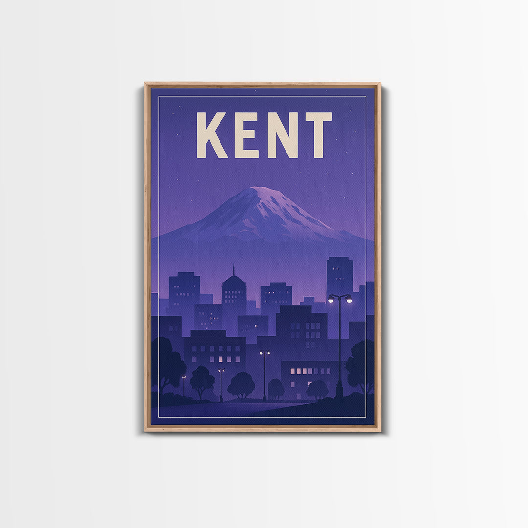 Kent Washington Travel Poster, Canvas Print, Retro Sunset Skyline Art, Kent Poster Print, Wall Decor, Gift For Travelers, Travel Decor