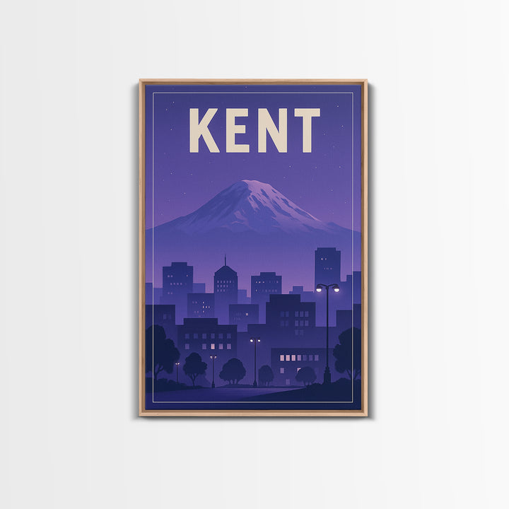 Kent Washington Travel Poster, Canvas Print, Retro Sunset Skyline Art, Kent Poster Print, Wall Decor, Gift For Travelers, Travel Decor