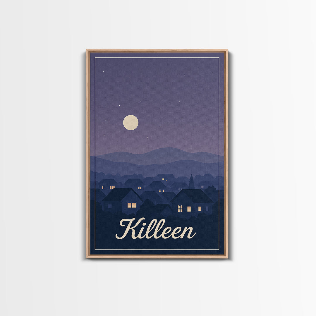 Killeen Travel Poster, Canvas Print, Classic Travel Poster Art, Killeen Poster Print, City Illustration, Travel Wall Art, Travel Poster Set