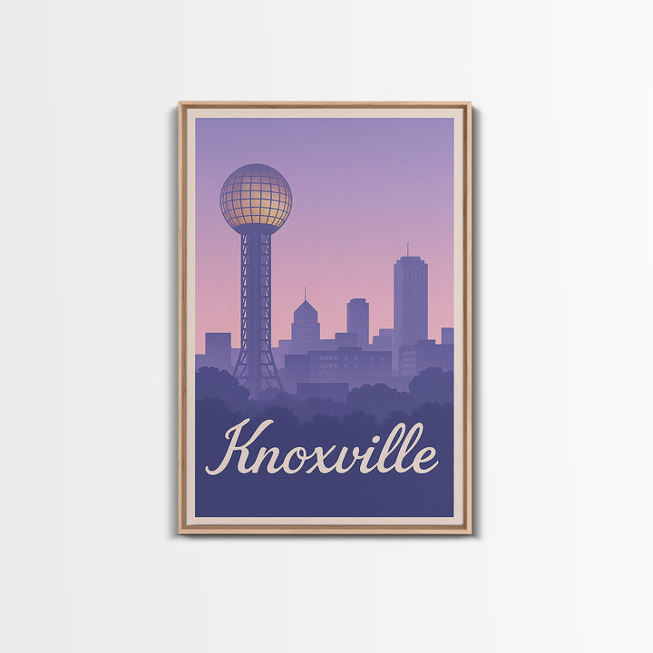 Knoxville Travel Poster, Framed Canvas Print, Mid Century City Wall Art, Knoxville Travel Art, Mid Century Wall Art, Travel Wall Decor