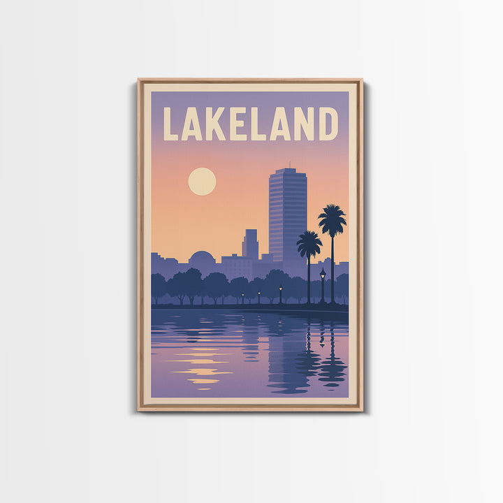 Lakeland Florida Travel Poster, Framed Canvas Print, Mid Century City Wall Art, Lakeland Poster Print, Vintage Travel Art, Travel Wall Art