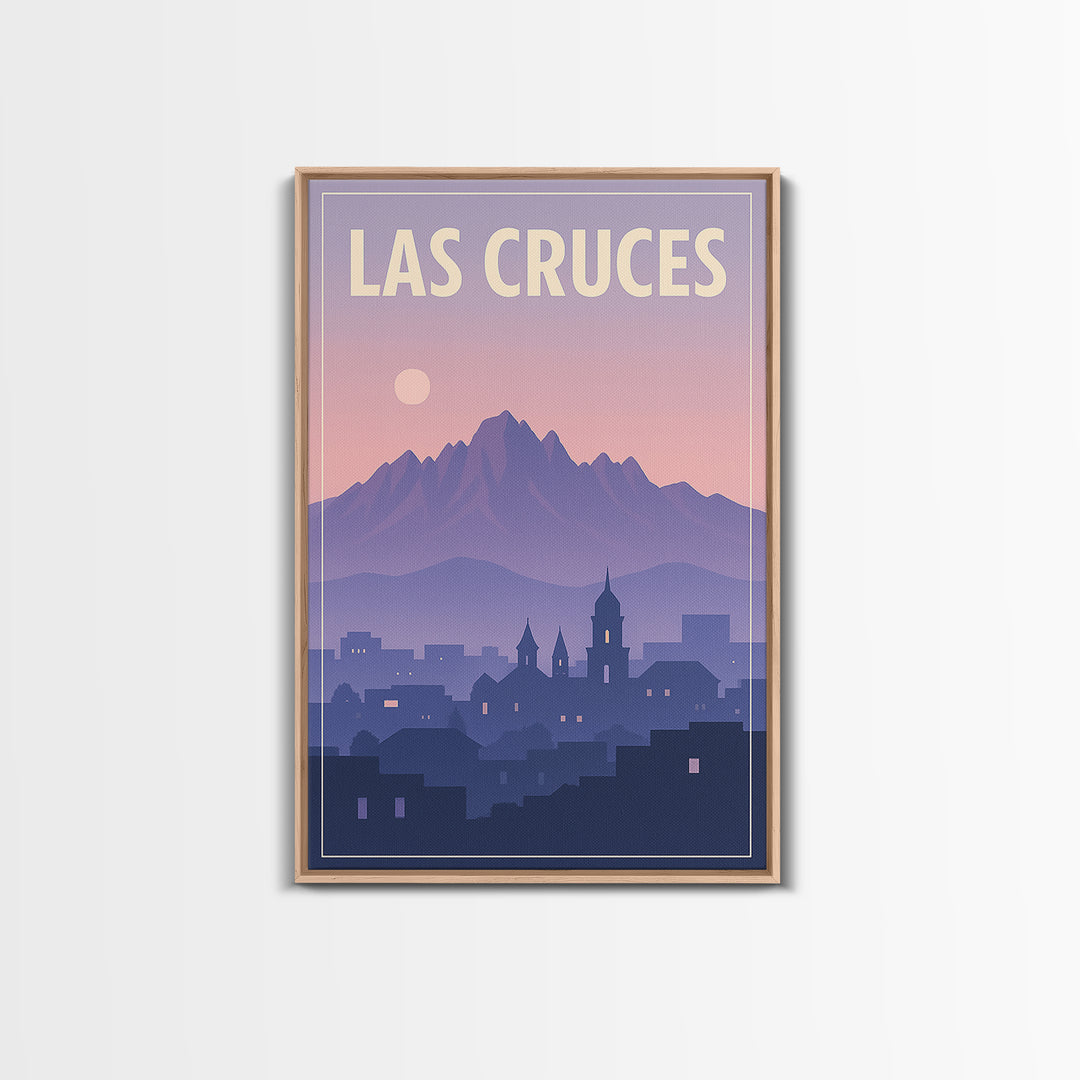 Las Cruces New Mexico Travel Poster, Canvas Print, Retro Sunset Skyline Art, Las Cruces Art Print, Modern Wall Decor, City Illustration