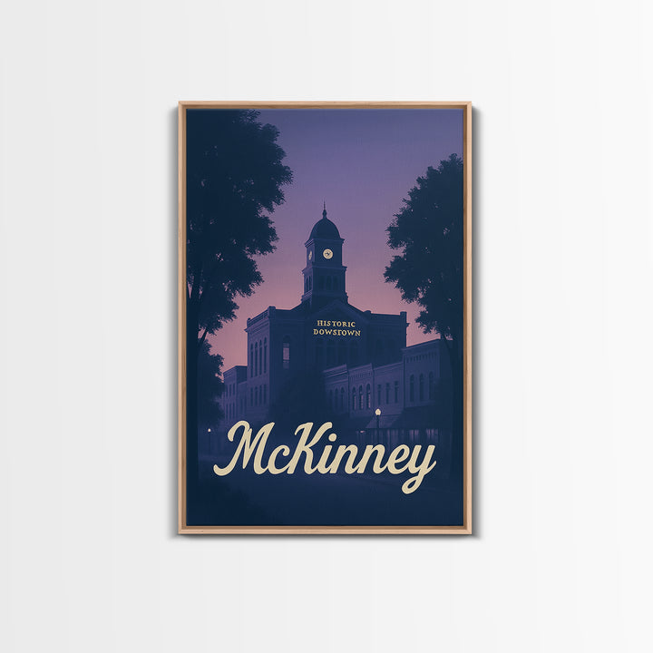Mckinney Travel Poster, Framed Canvas Print, Classic Travel Poster Art, Mckinney City Art, Vintage City Poster, Retro Travel Print