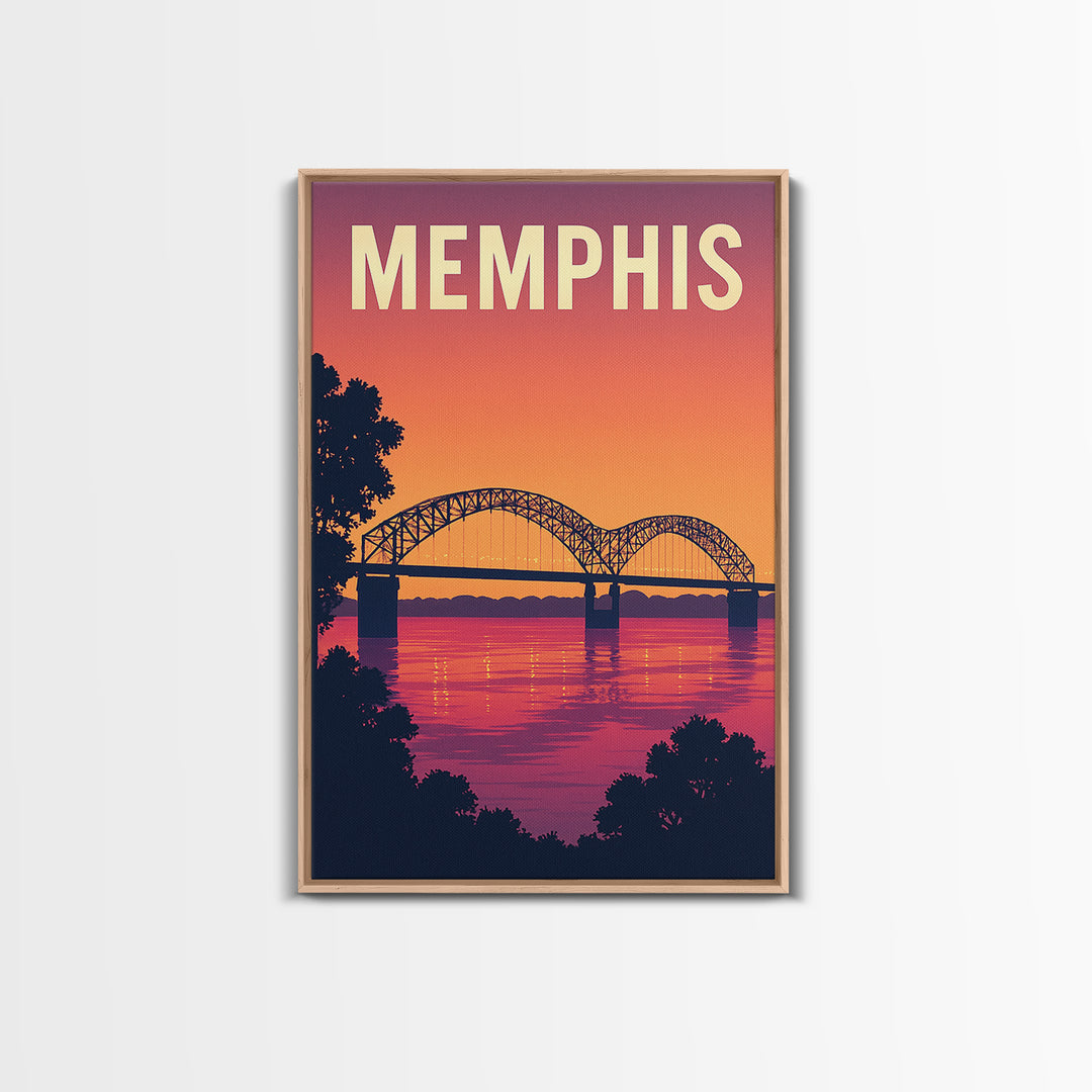 Memphis Tennessee Travel Poster, Framed Canvas Print, Vintage Travel Poster Art, Memphis Travel Art, Retro Travel Print, Fine Art Print
