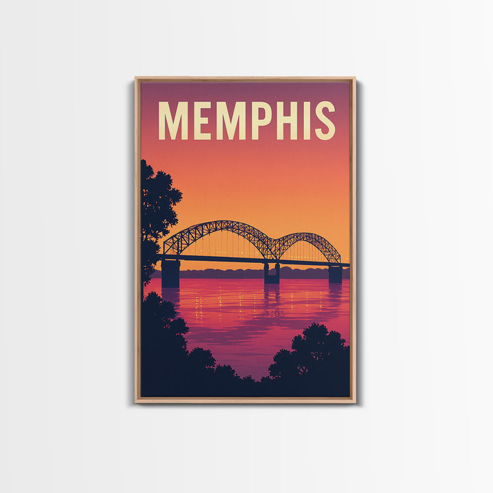 Memphis Tennessee Travel Poster, Framed Canvas Print, Vintage Travel Poster Art, Memphis Travel Art, Retro Travel Print, Fine Art Print