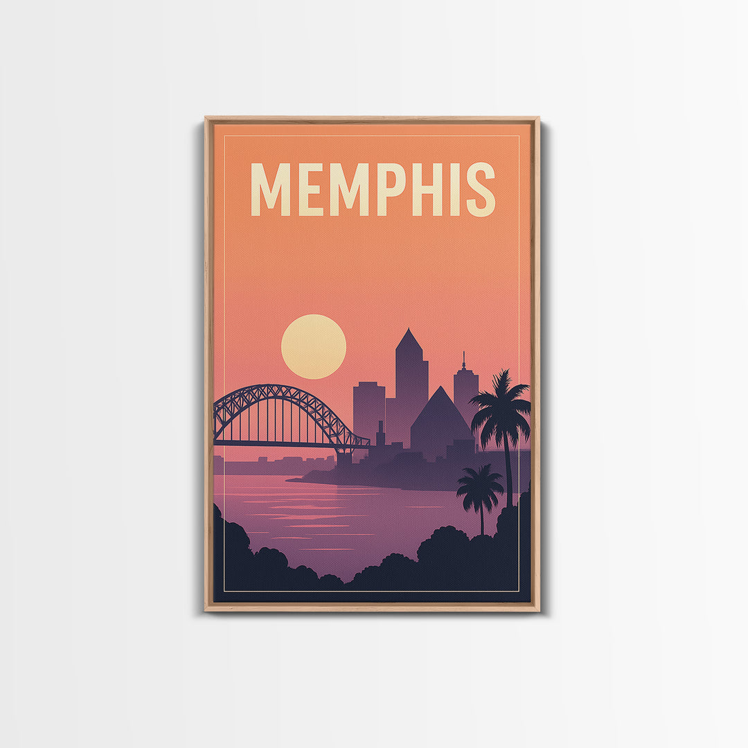 Memphis Travel Poster, Framed Canvas Print, Mid Century City Wall Art, Memphis Art Print, Home Office Decor, Fine Art Print, Poster Art