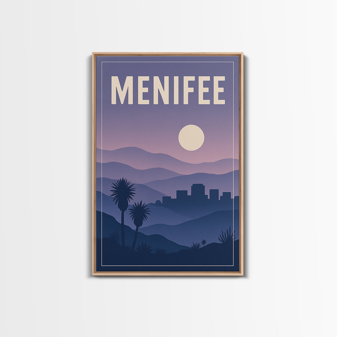 Menifee California Travel Poster, Canvas Print, Mid Century City Wall Art, Menifee Wall Art, City Art Print, Gift For Travelers, Travel Art