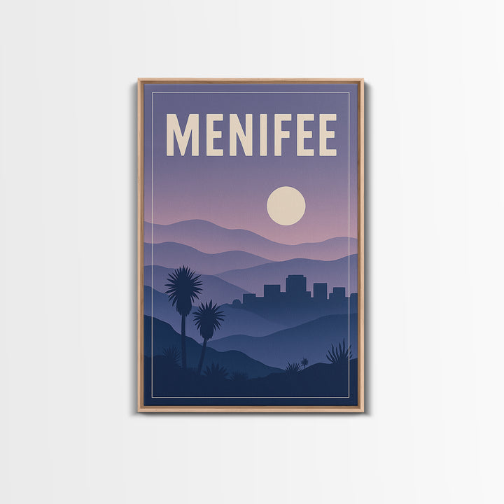 Menifee California Travel Poster, Canvas Print, Mid Century City Wall Art, Menifee Wall Art, City Art Print, Gift For Travelers, Travel Art