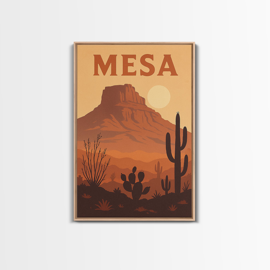 Mesa Arizona Travel Poster, Canvas Print, Retro Sunset Skyline Art, Mesa Poster Print, City Art Print, Vintage City Art, City Travel Prints