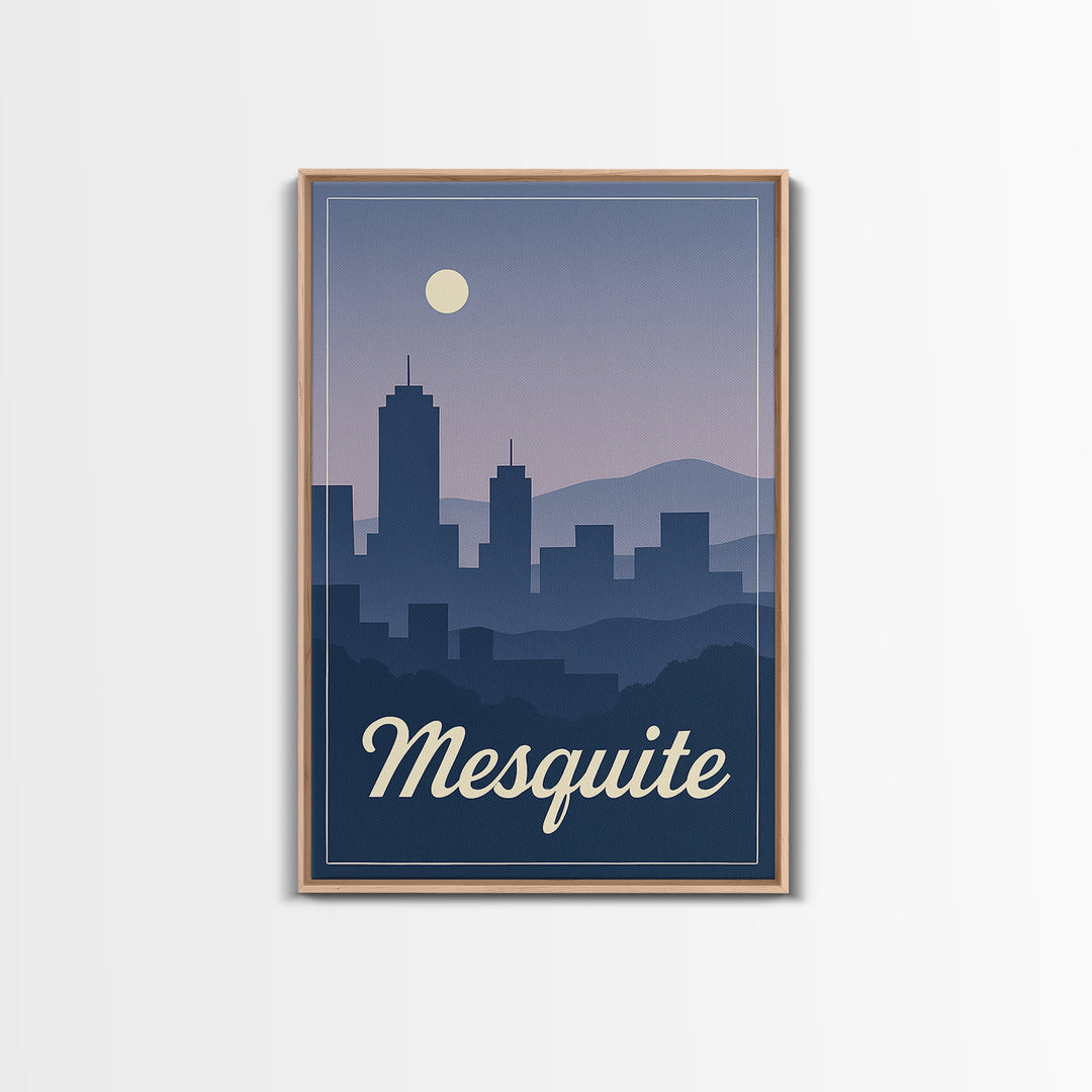 Mesquite Travel Poster, Framed Canvas Print, Mid Century City Wall Art, Mesquite Poster Print, Travel Poster Set, Home Office Decor