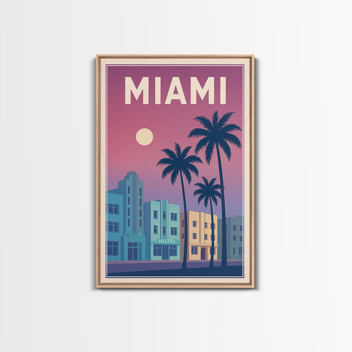Miami Florida Travel Poster, Canvas Print, Classic Poster Art, Miami Poster Print, City Art Print, Watercolor Skyline Art, Travel Art