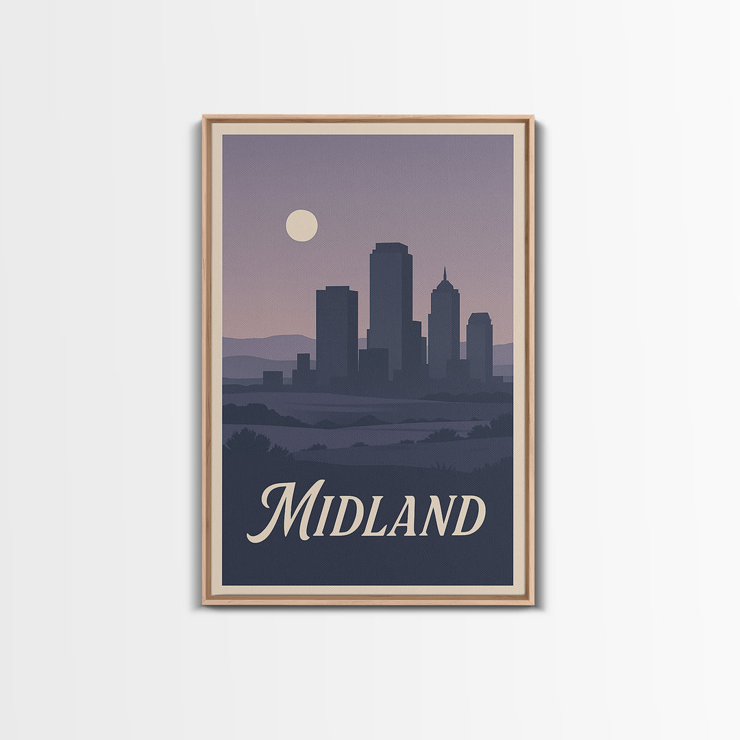 Midland Travel Poster, Canvas Print, Vintage Travel Poster Art, Midland Wall Art, Retro Travel Print, Travel Poster Art, Vintage City Art