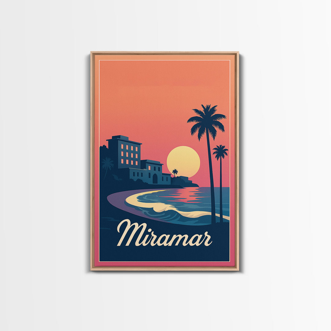 Miramar Florida Travel Poster, Canvas Print, Mid Century City Wall Art, Miramar City Art, Poster Art, Vintage City Poster, Travel Wall Art