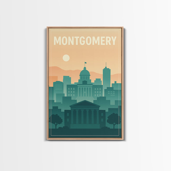 Montgomery Travel Poster, Canvas Print, Mid Century City Wall Art, Montgomery City Art, Mid Century Wall Art, Gift For Travelers