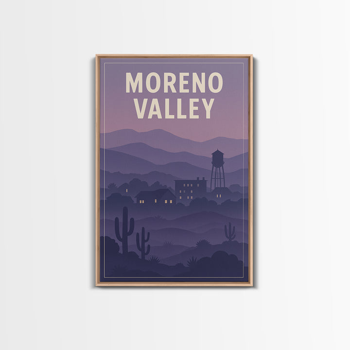 Moreno Valley California Travel Poster, Canvas Print, Retro Sunset Skyline Art, Moreno Valley Art Print, Wanderlust Decor, City Art Print