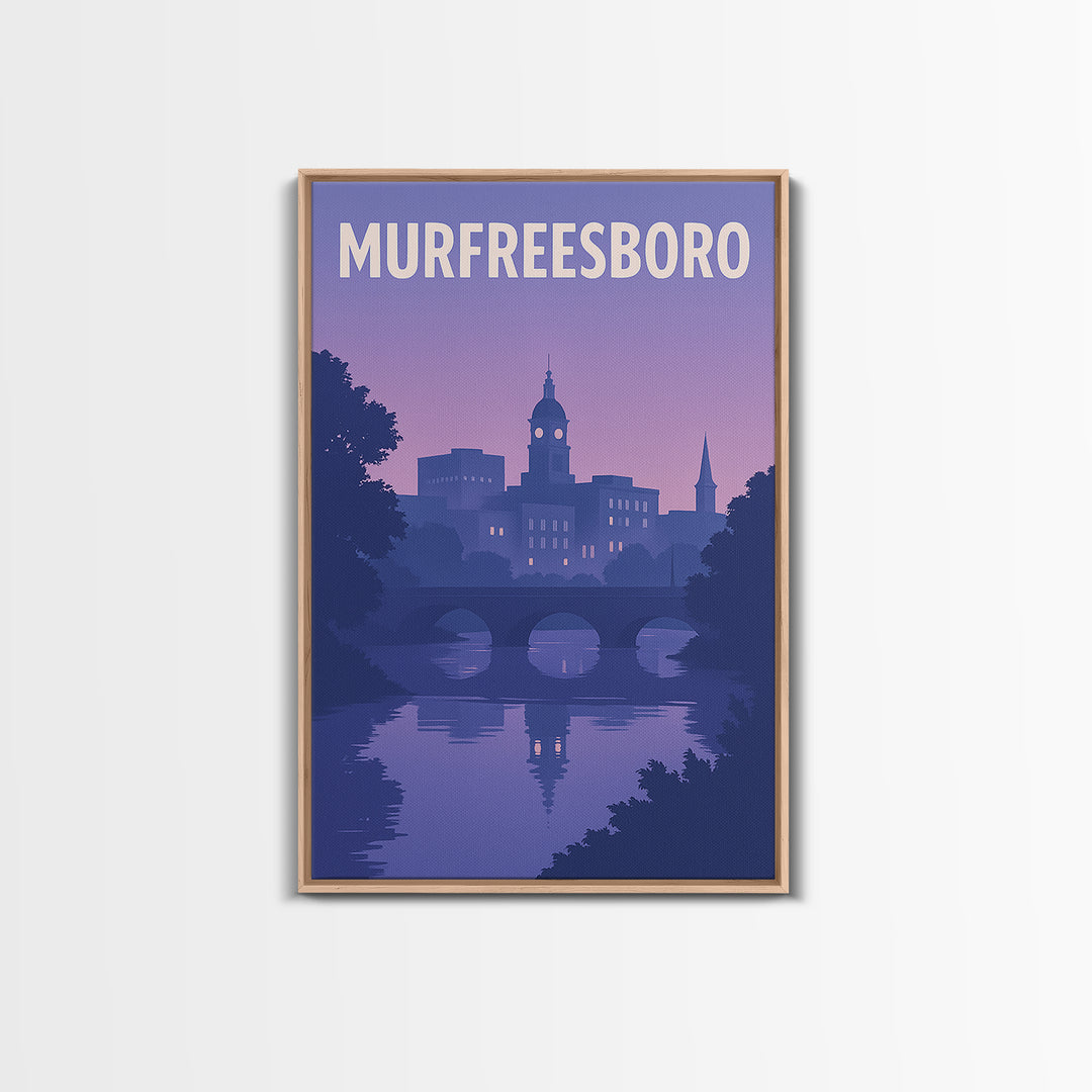 Murfreesboro Tennessee Travel Poster, Canvas Print, Classic Poster Art, Murfreesboro Poster Print, Skyline Art, Watercolor Downtown Skyline