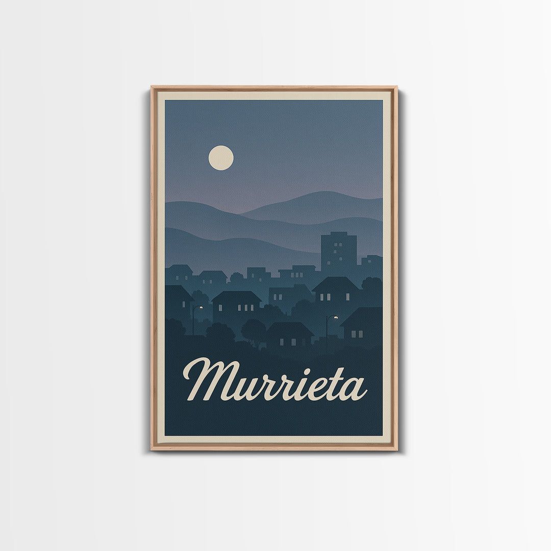 Murrieta Travel Poster, Framed Canvas Print, Mid Century City Wall Art, Murrieta Art Print, Gift For Travelers, Vintage City Poster